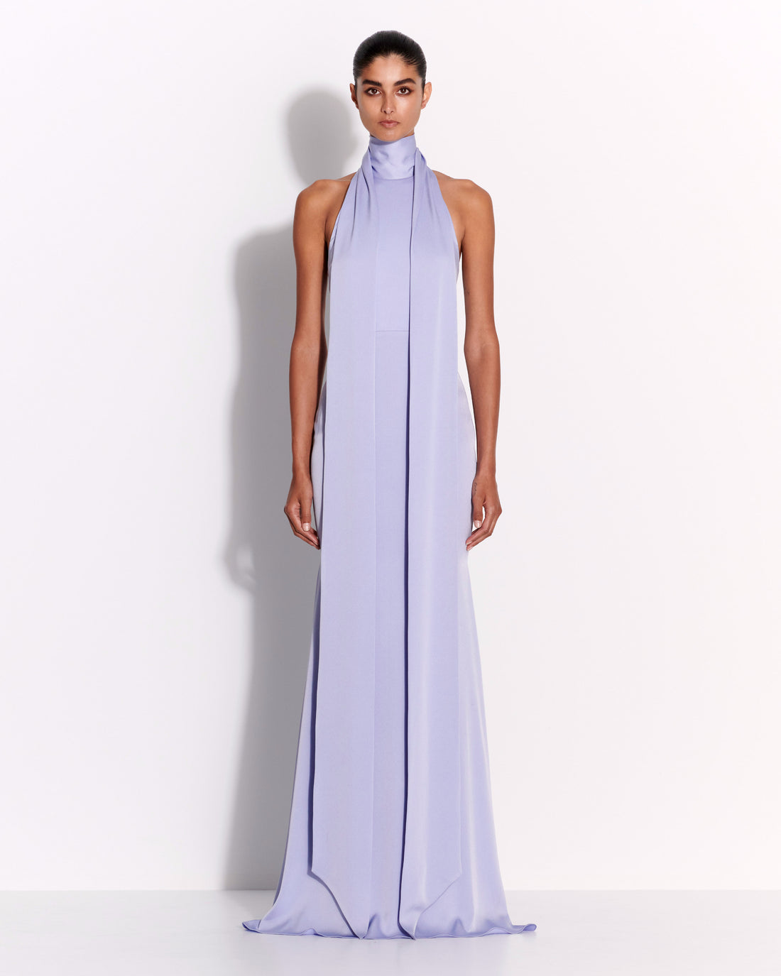 Halter Scarf Gown in Satin Crepe