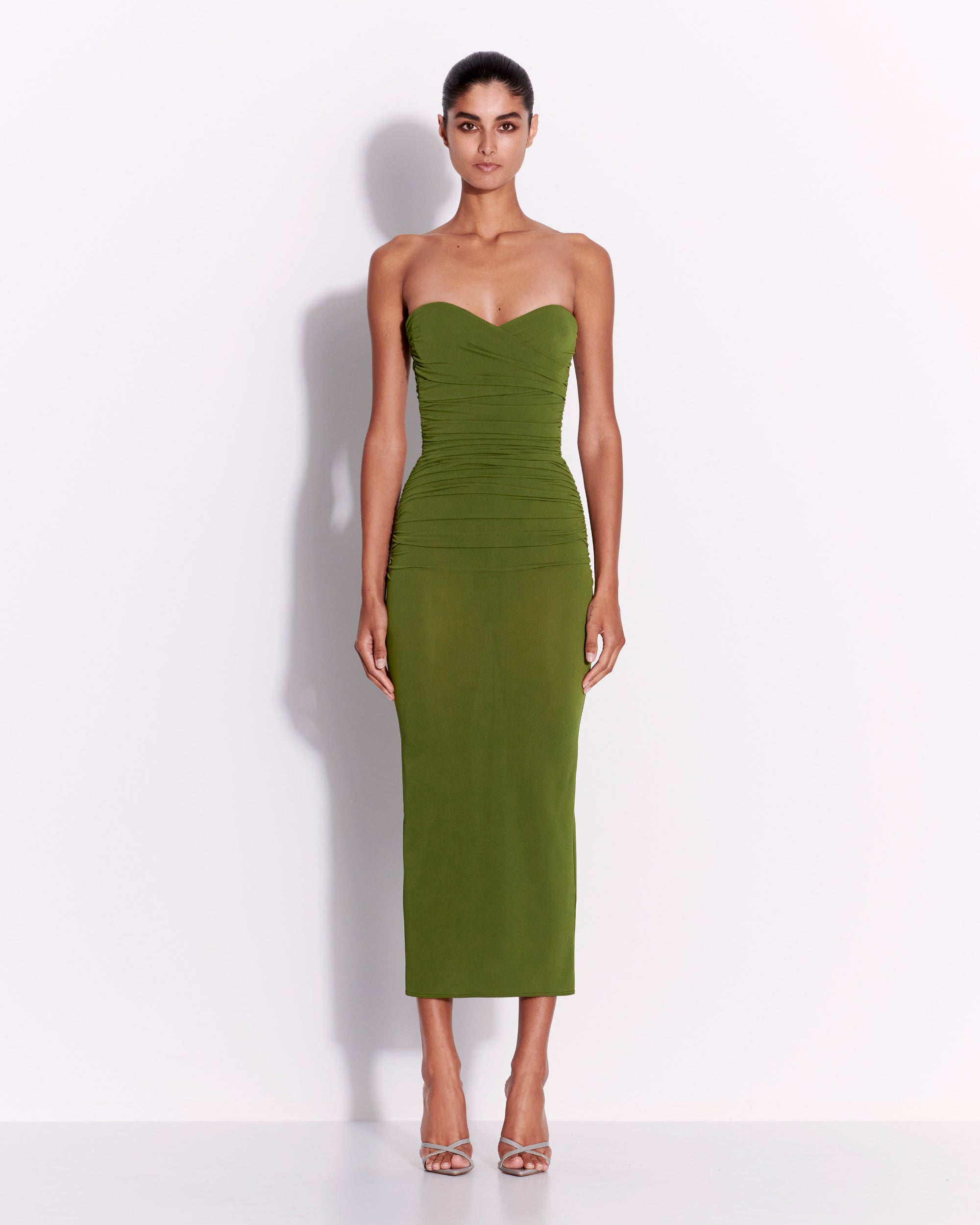 Strapless Sweetheart Ruched Dress in Crepe Jersey Alex Perry
