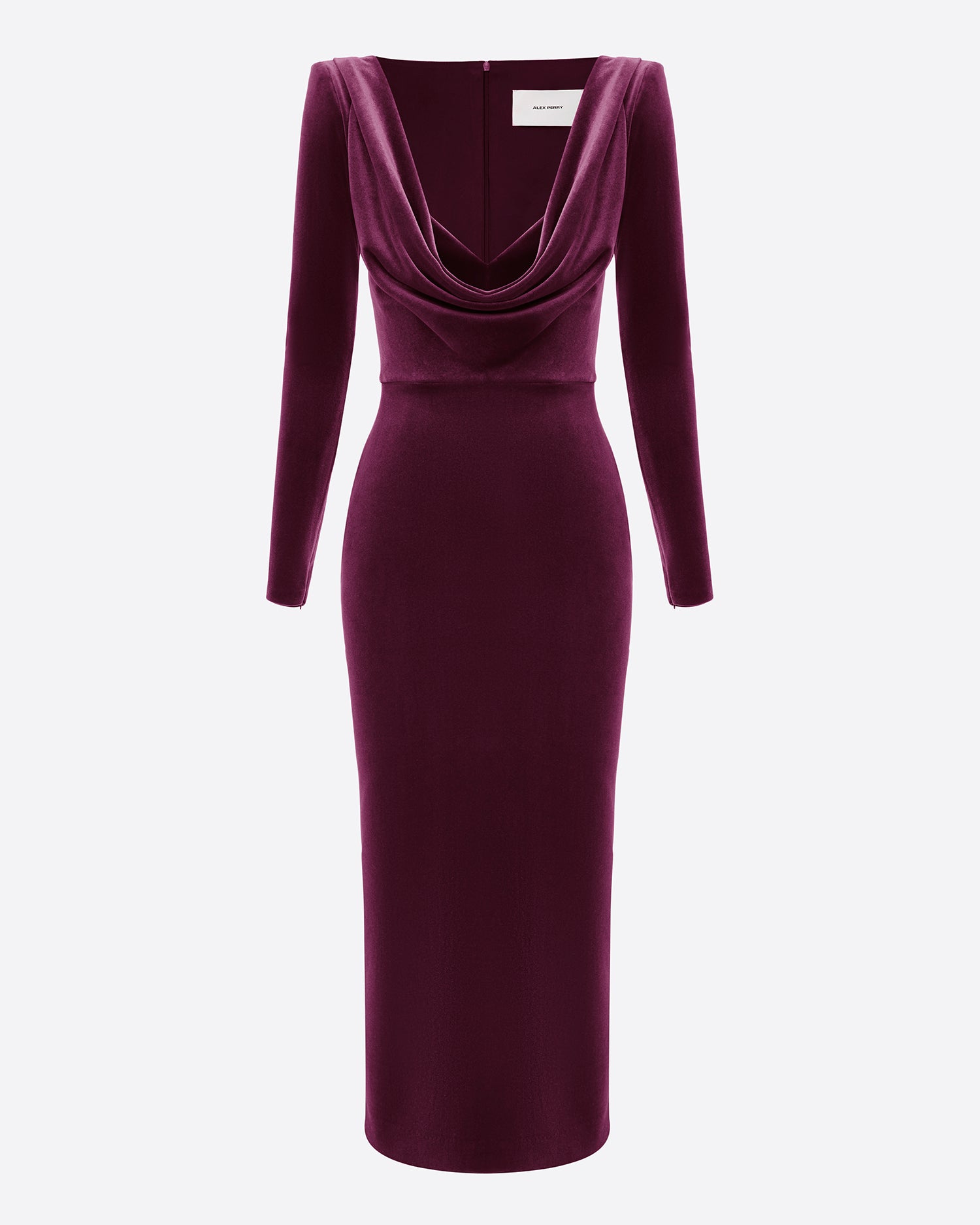 Long Sleeve Drape Dress in Velvet