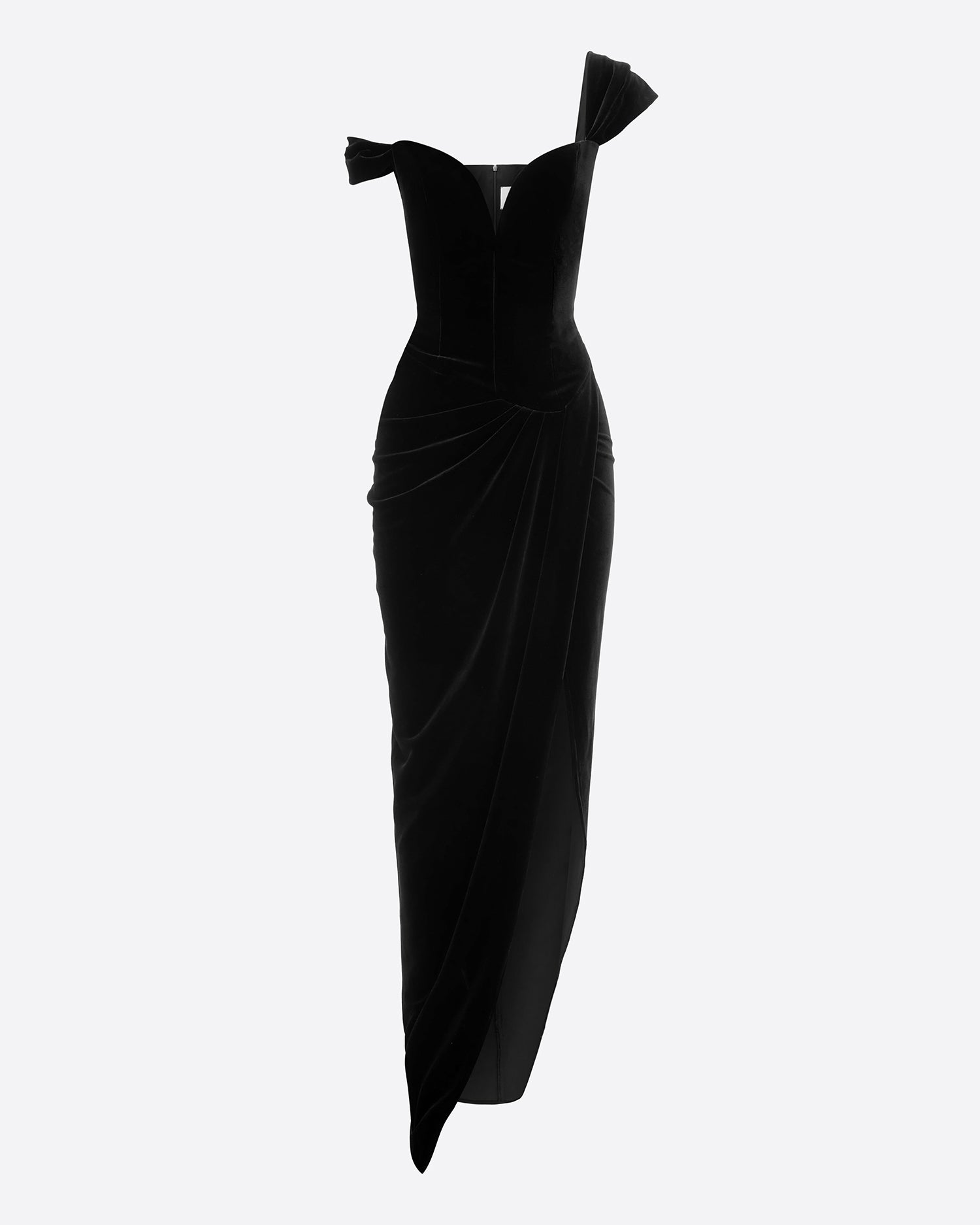 Longline Corset Drape Gown in Velvet