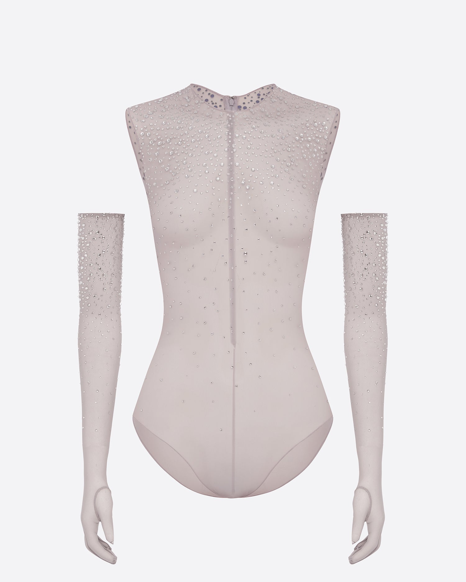 Crew Bodysuit in Crystal Mesh