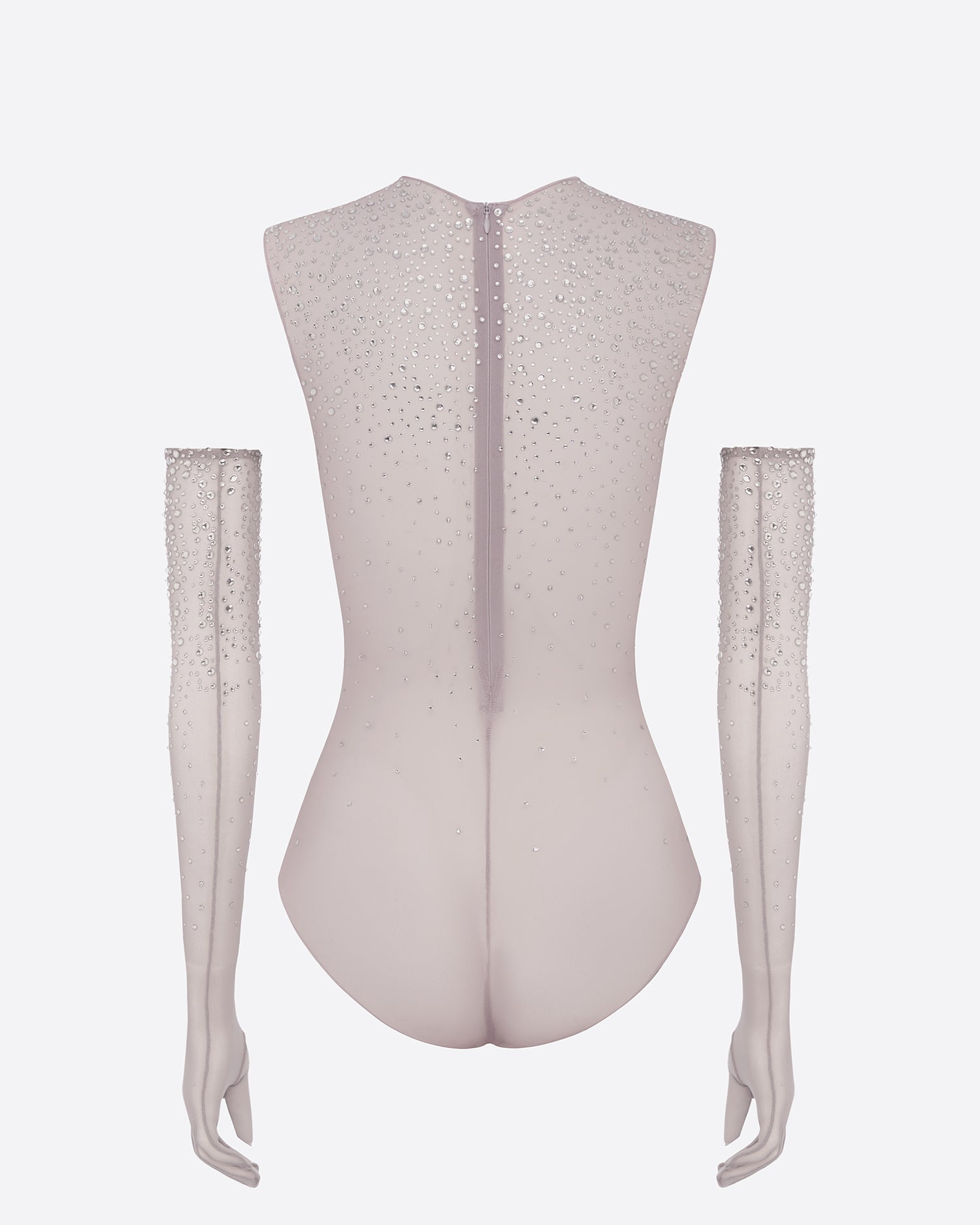 Crew Bodysuit in Crystal Mesh