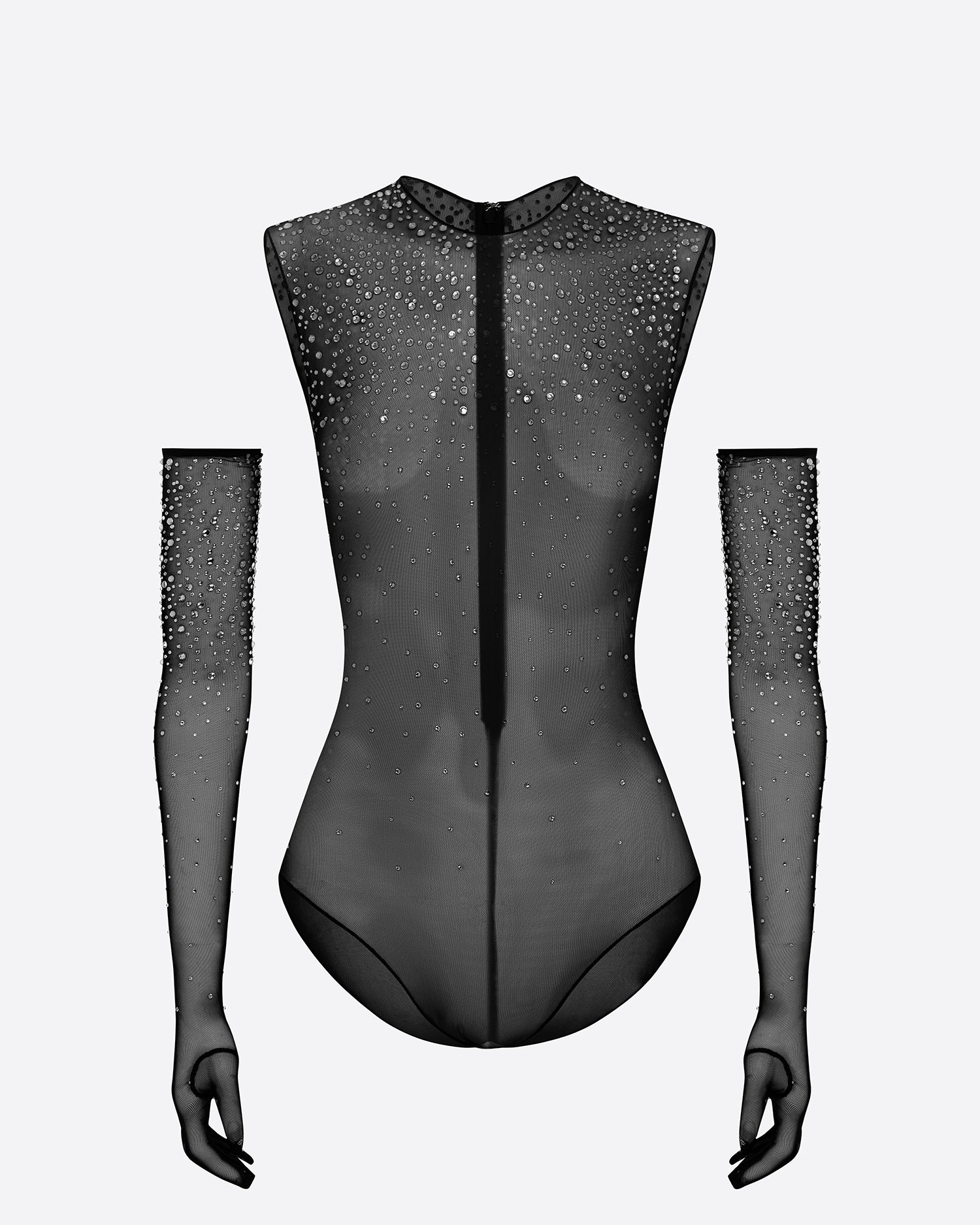 Crew Bodysuit in Crystal Mesh