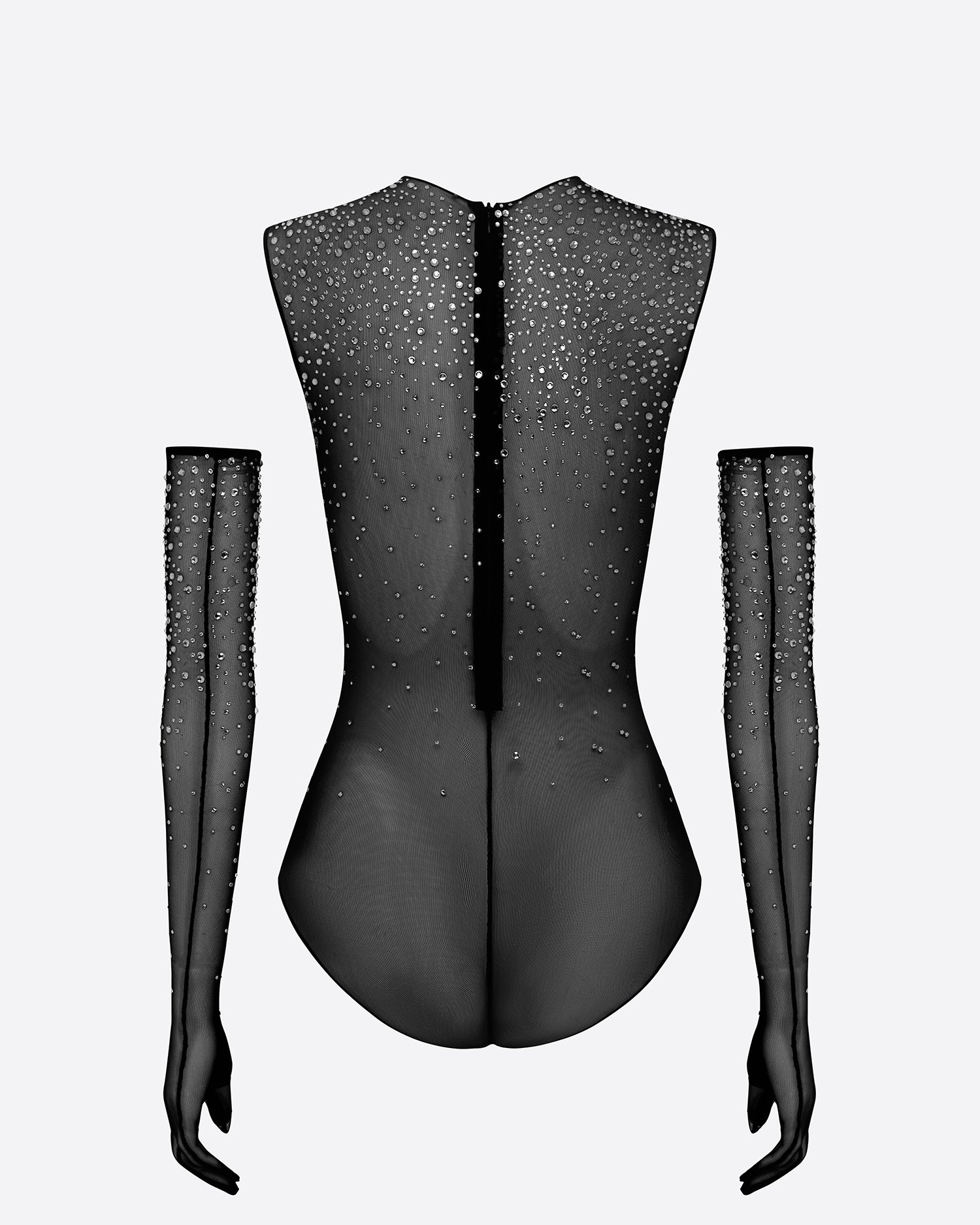 Crew Bodysuit in Crystal Mesh