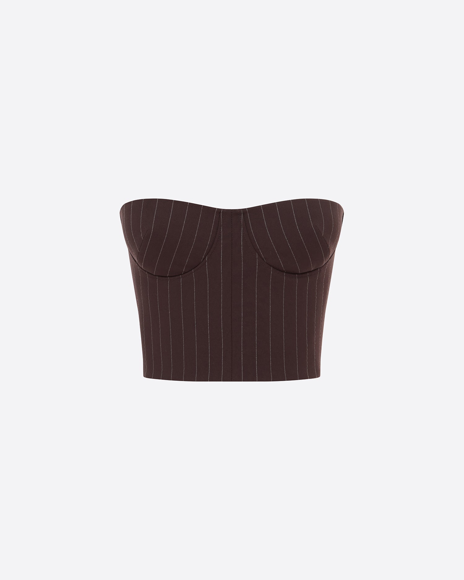 Strapless Crop Top in Lurex Pinstripe