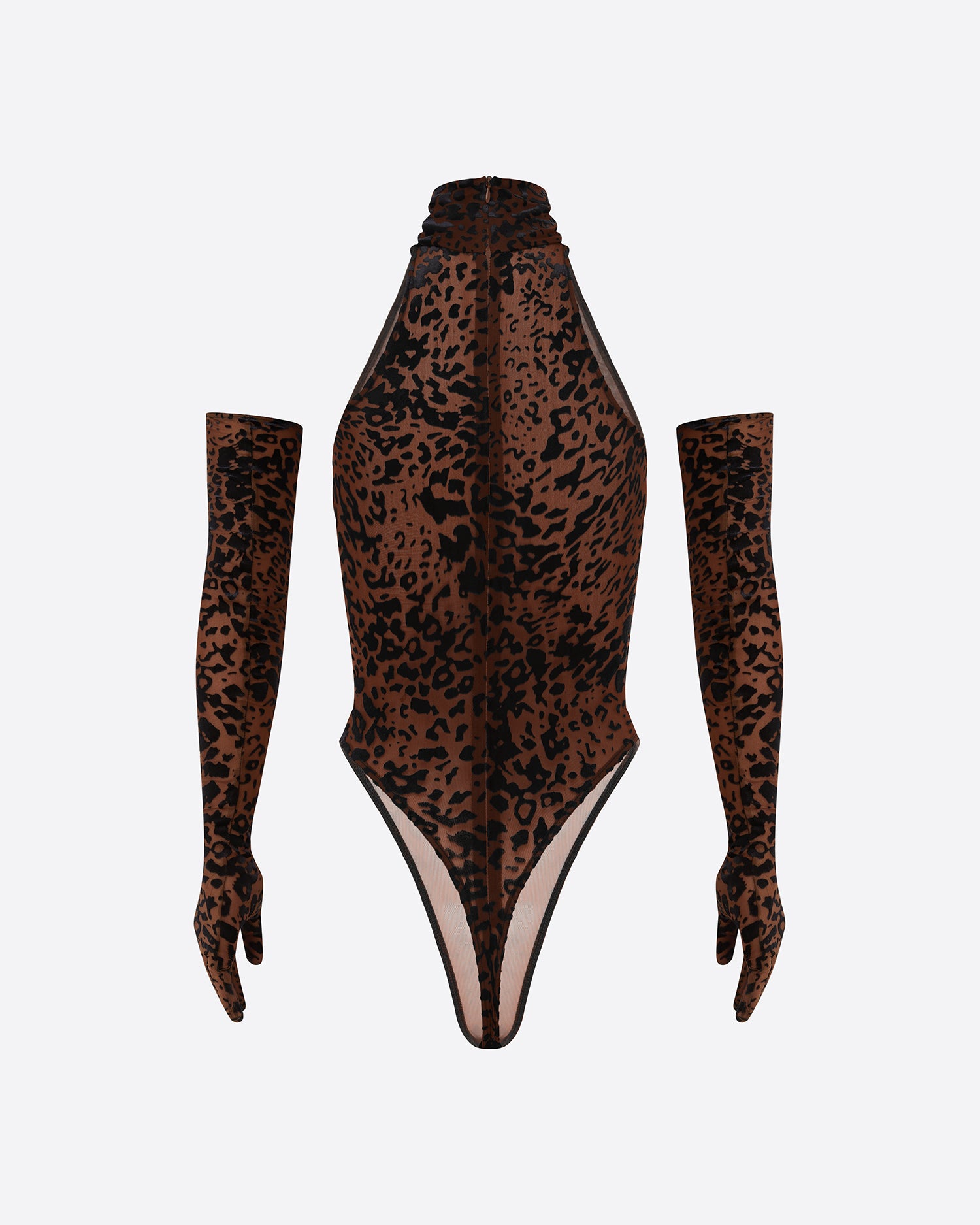 Turtleneck Bodysuit in Leopard Burnout