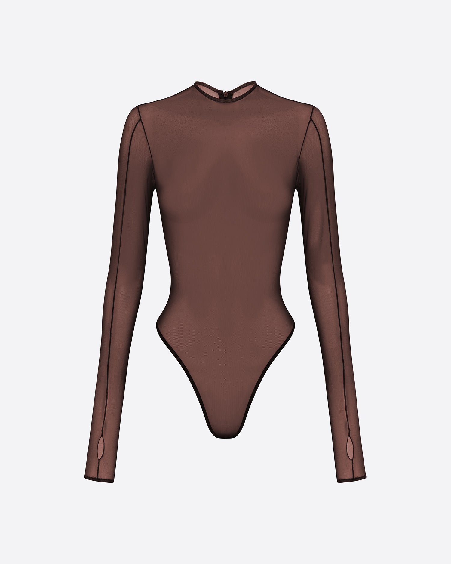 Long Sleeve Bodysuit in Fine Mesh