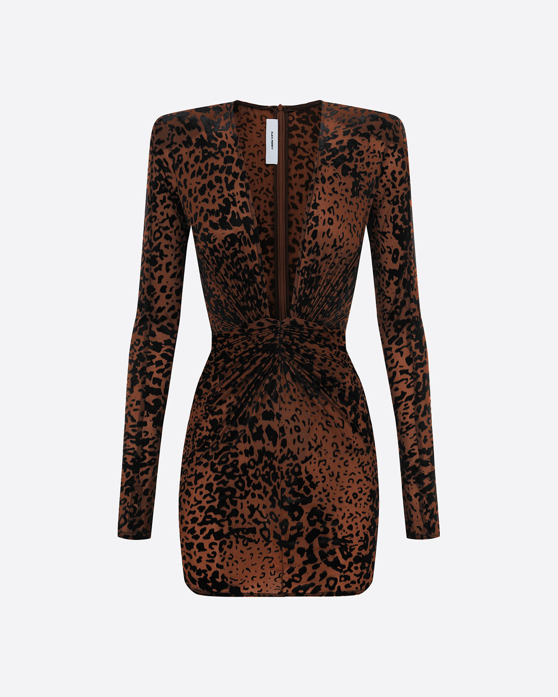 Long Sleeve V Mini Dress in Leopard Burnout