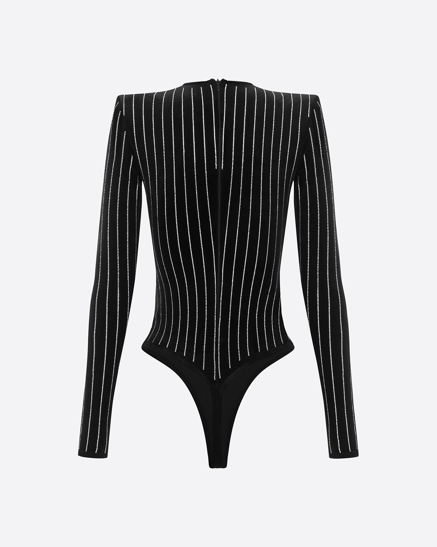 Long Sleeve Bodysuit in Crystal Velvet