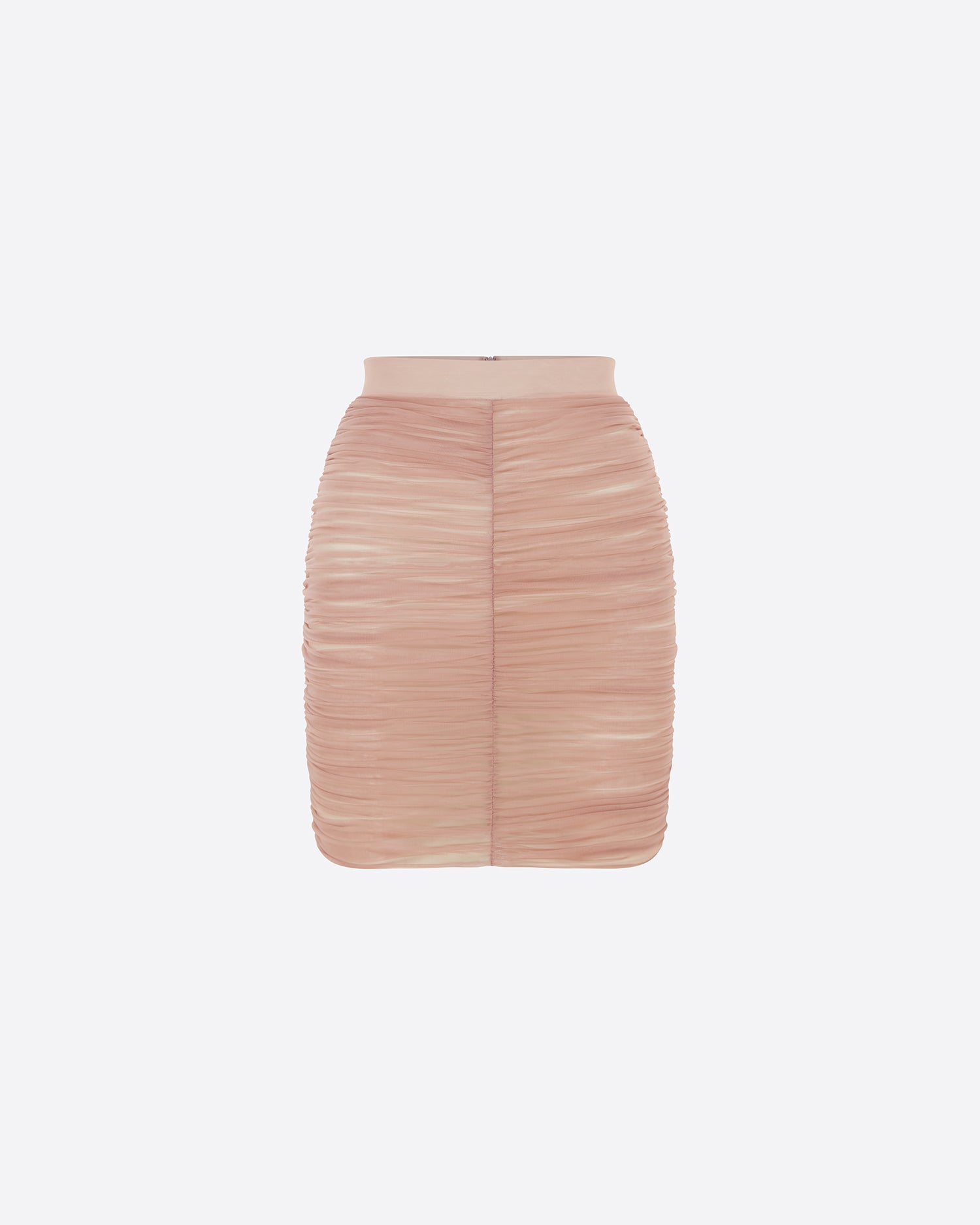 Ruched Mini Skirt in Fine Mesh