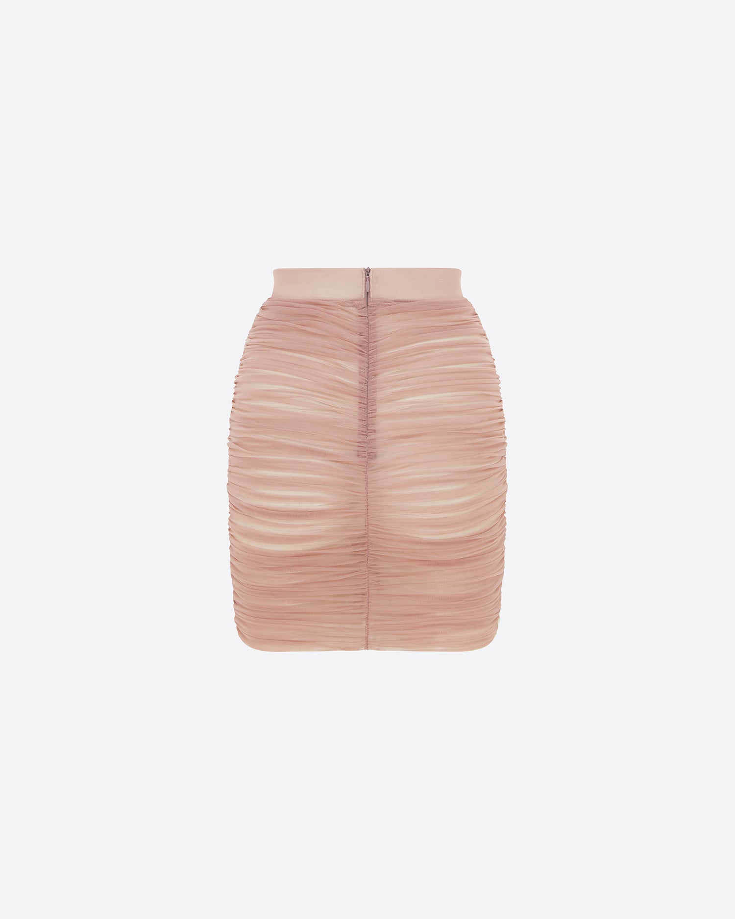 Ruched Mini Skirt in Fine Mesh