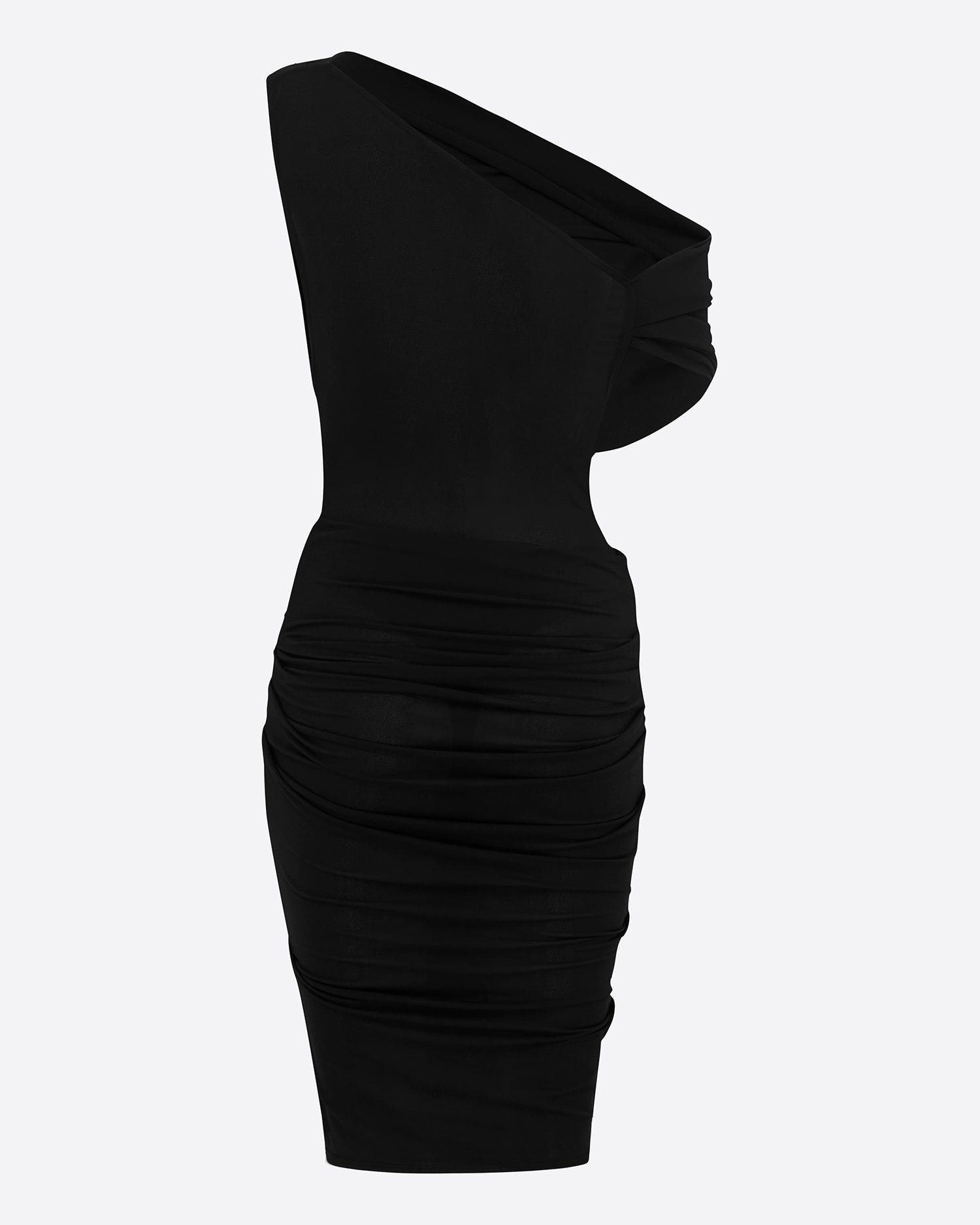 Asymmetric Drape Dress in Crepe Jersey