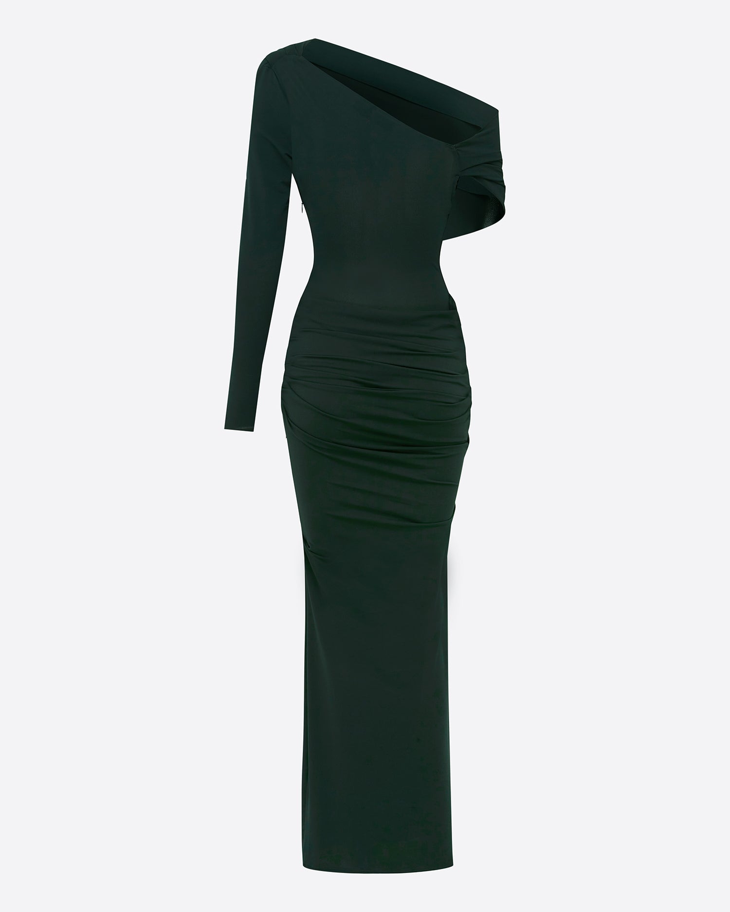 Asymmetric Drape Column in Crepe Jersey