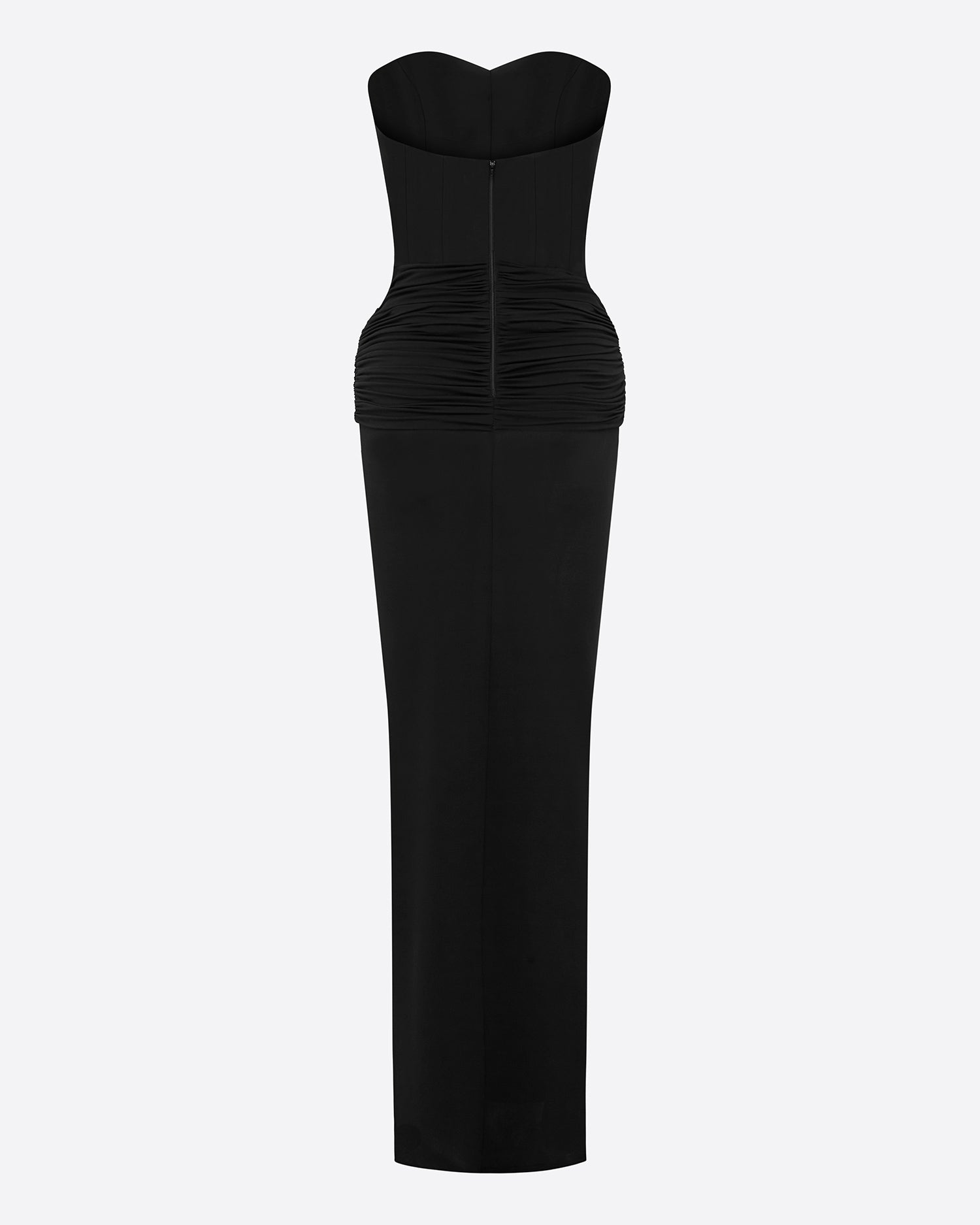 Strapless Corset Ruched Column in Crepe Jersey