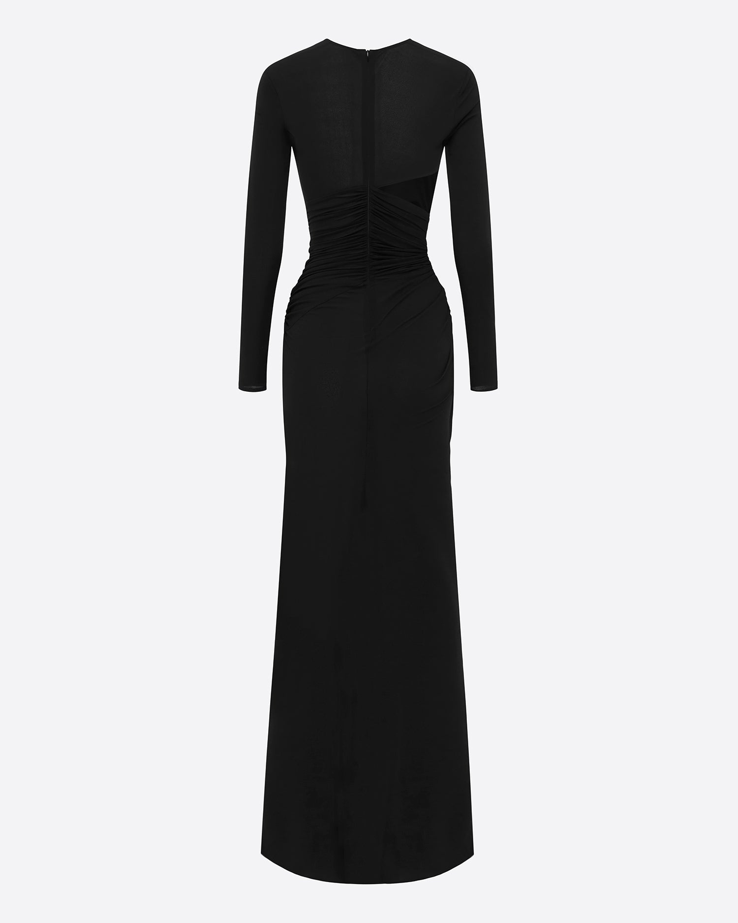 Long Sleeve Cut Out Twist Gown in Crepe Jersey