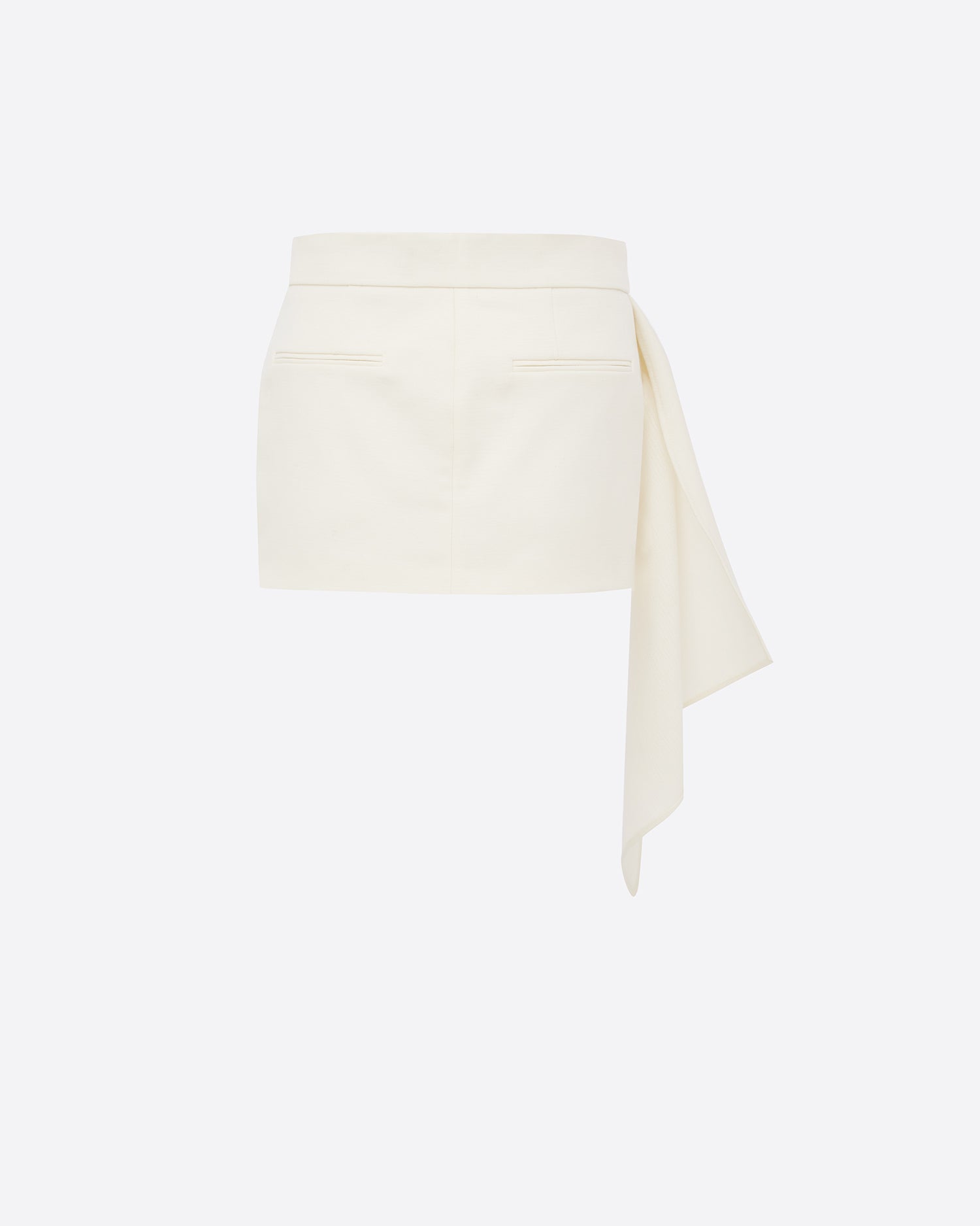 Low Rise Draped Mini Skirt in Wool Suiting