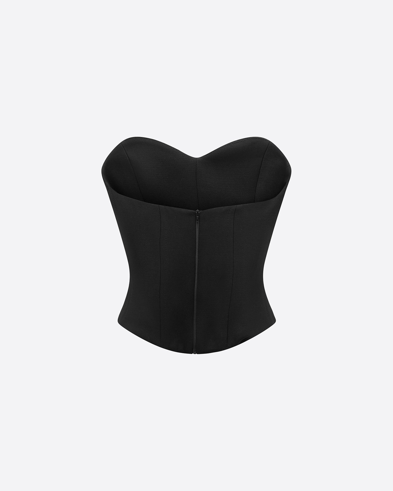 Strapless Longline Corset Top in Wool Suiting