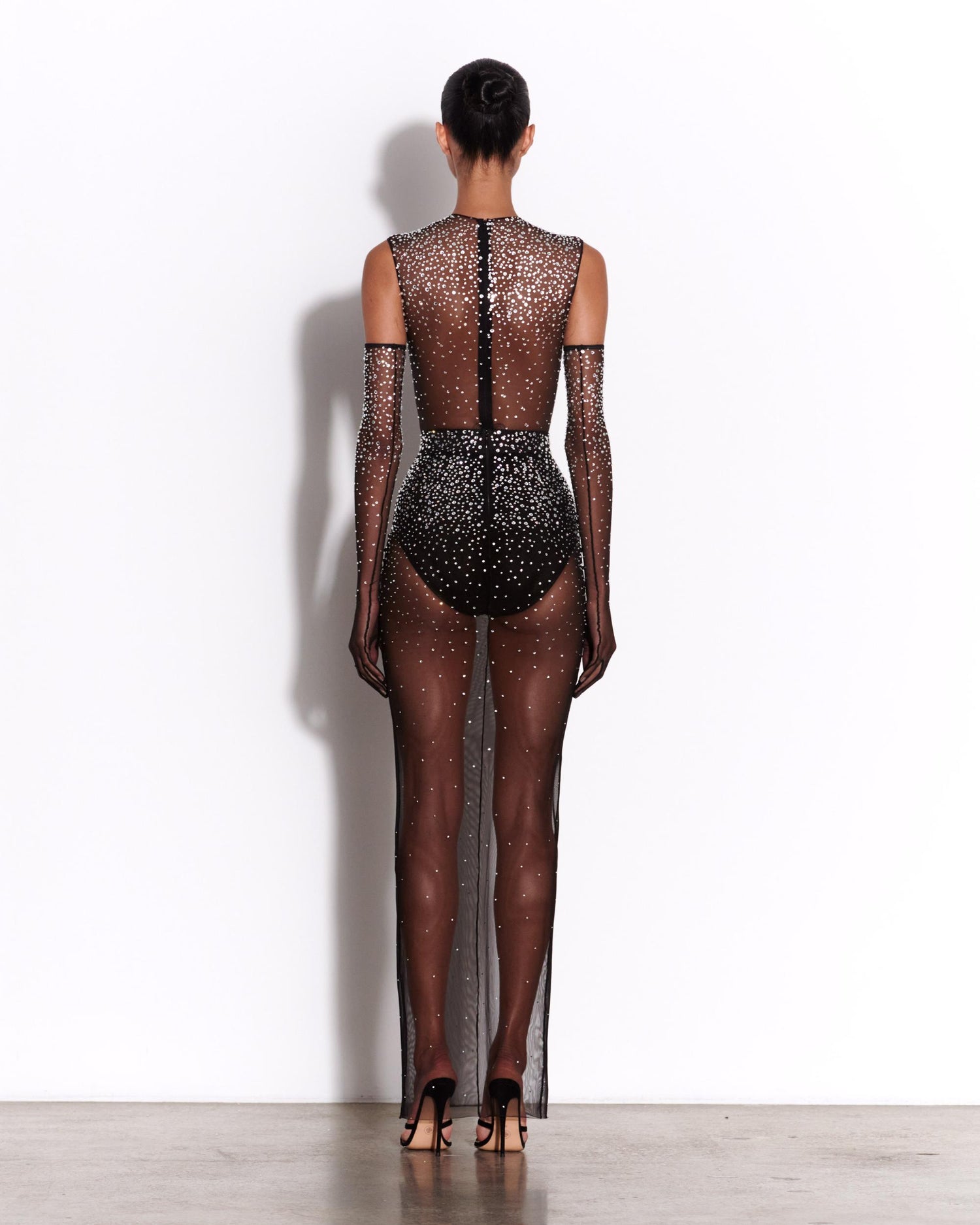 Crew Bodysuit in Crystal Mesh