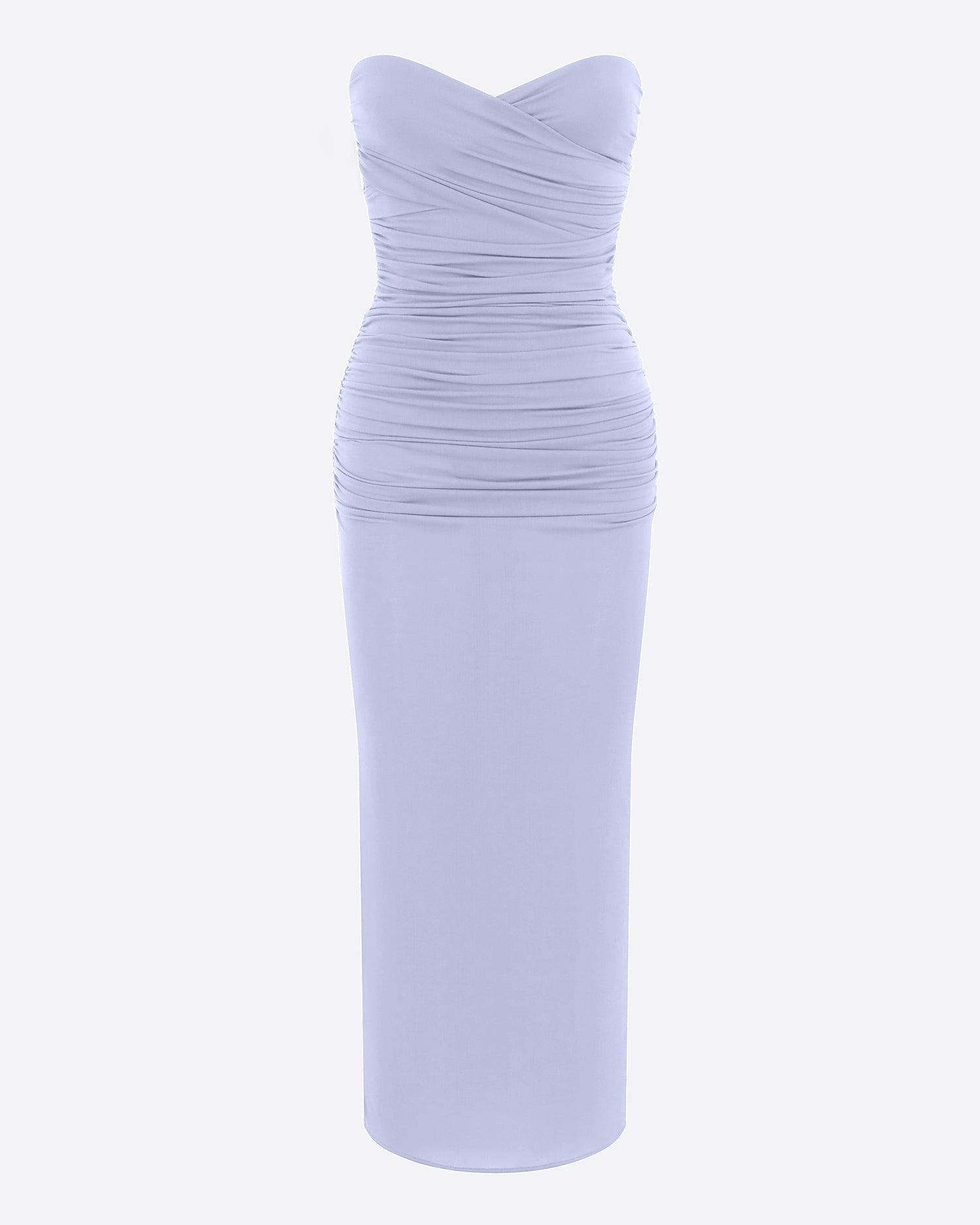 Strapless Sweetheart Ruched Dress in Crepe Jersey