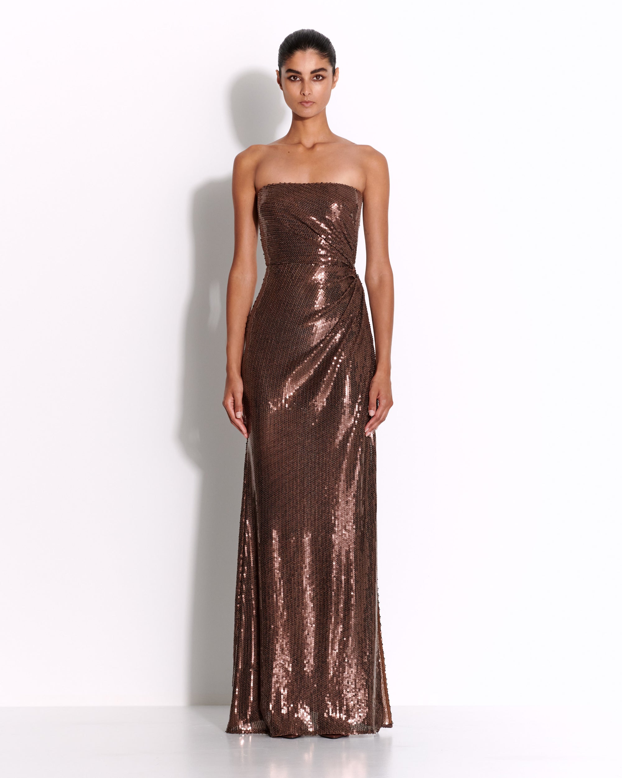 Strapless Twist Gown in Sequin