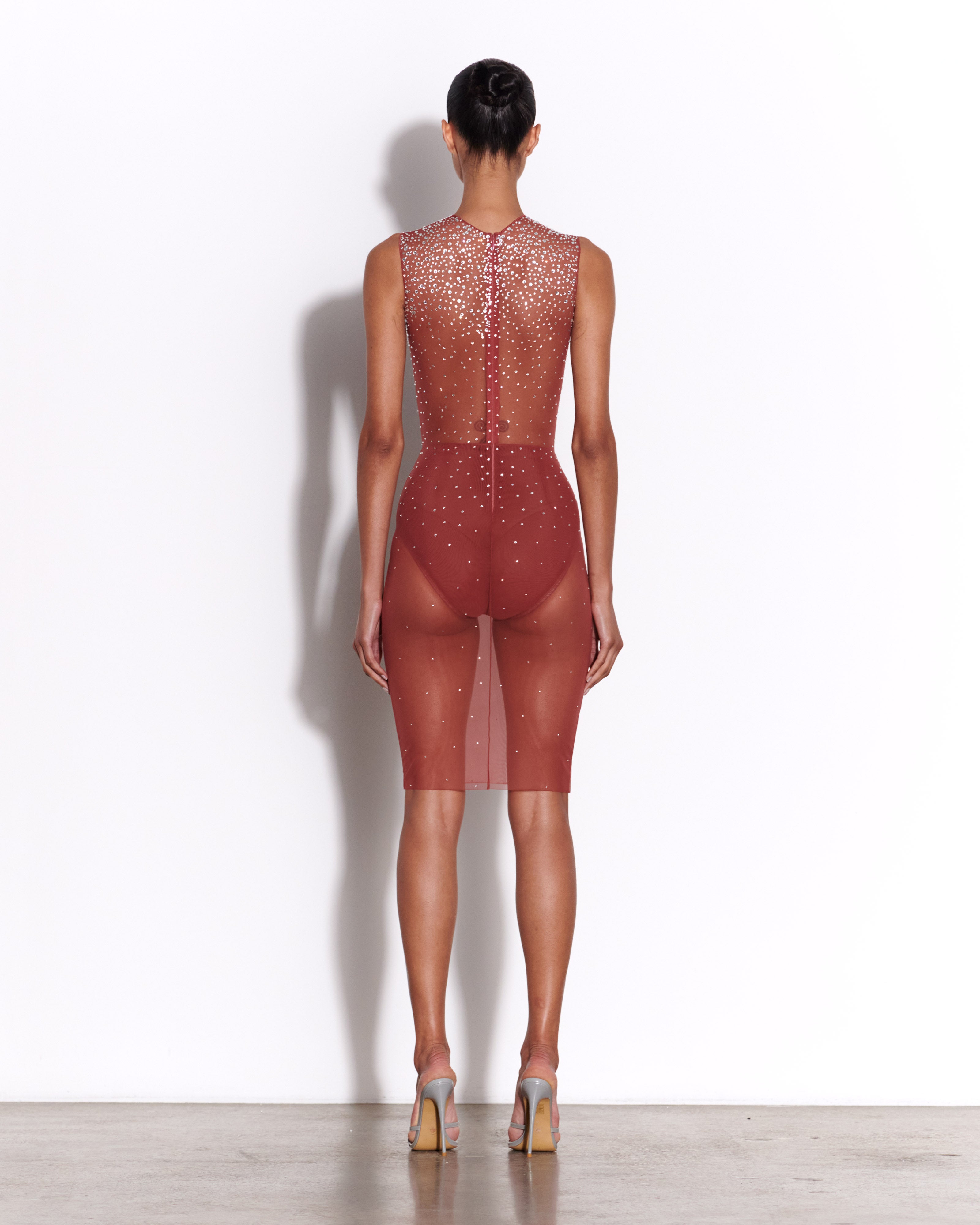 Crew Dress in Crystal Mesh