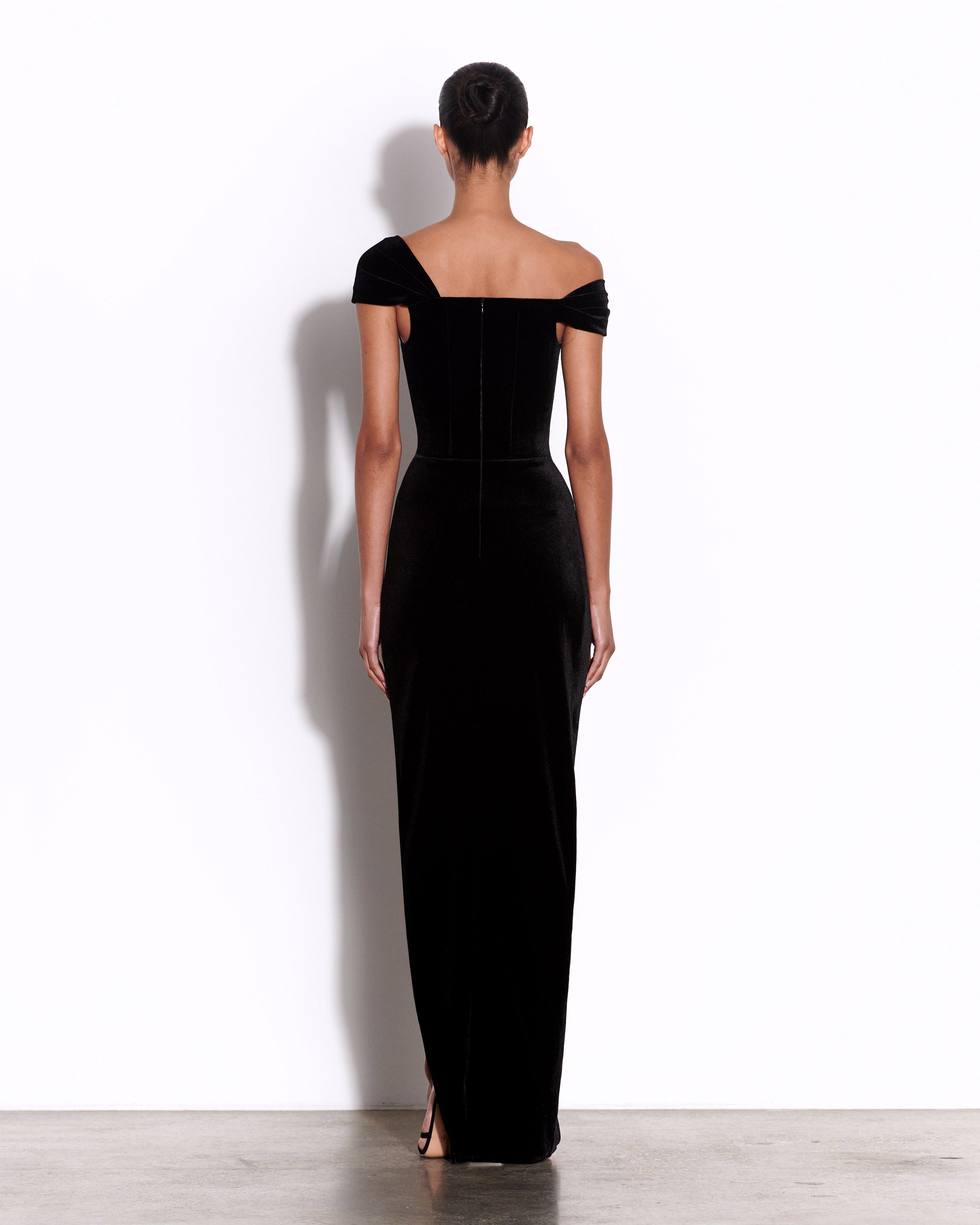 Longline Corset Drape Gown in Velvet