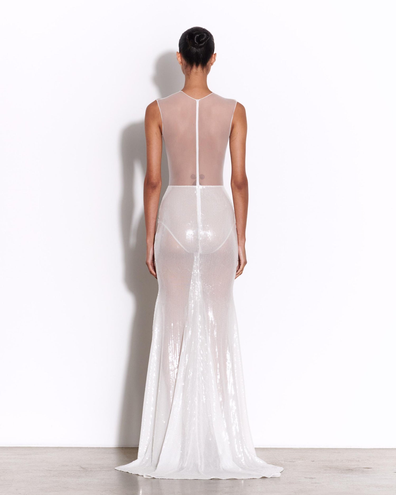 Drape Gown in Fine Mesh and Sequin