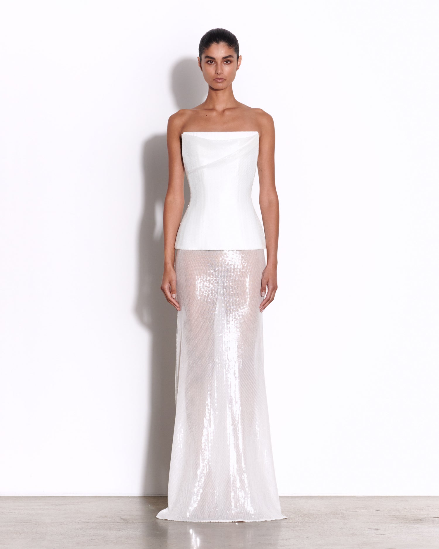 Strapless Longline Corset Gown in Sequin