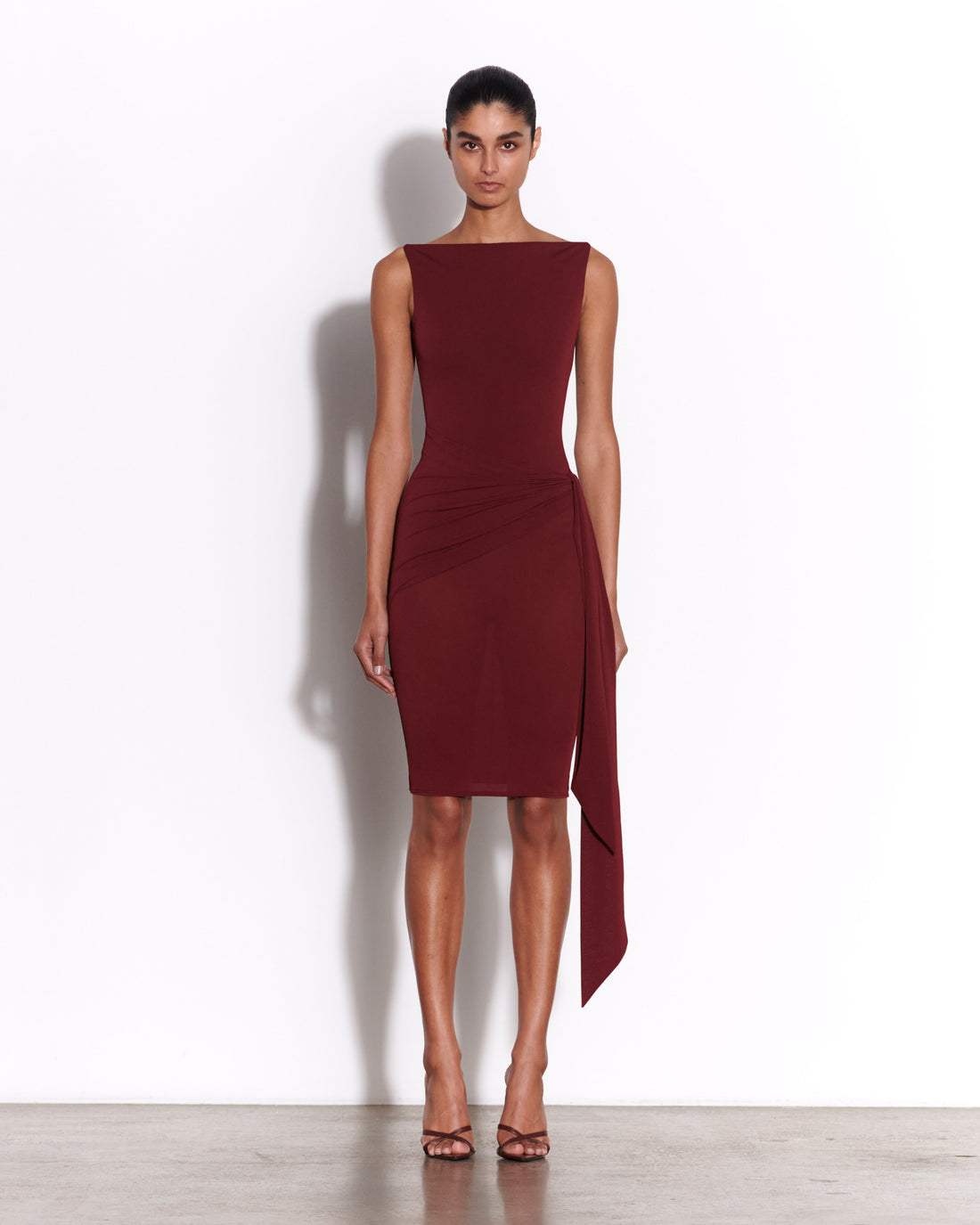 Overlay Twist Dress in Crepe Jersey