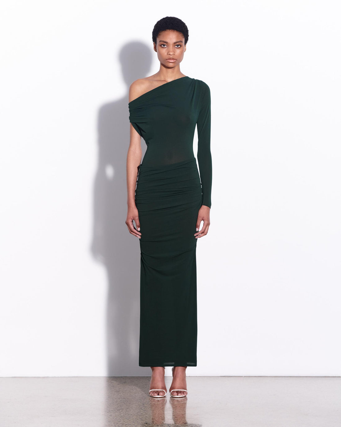 Asymmetric Drape Column in Crepe Jersey