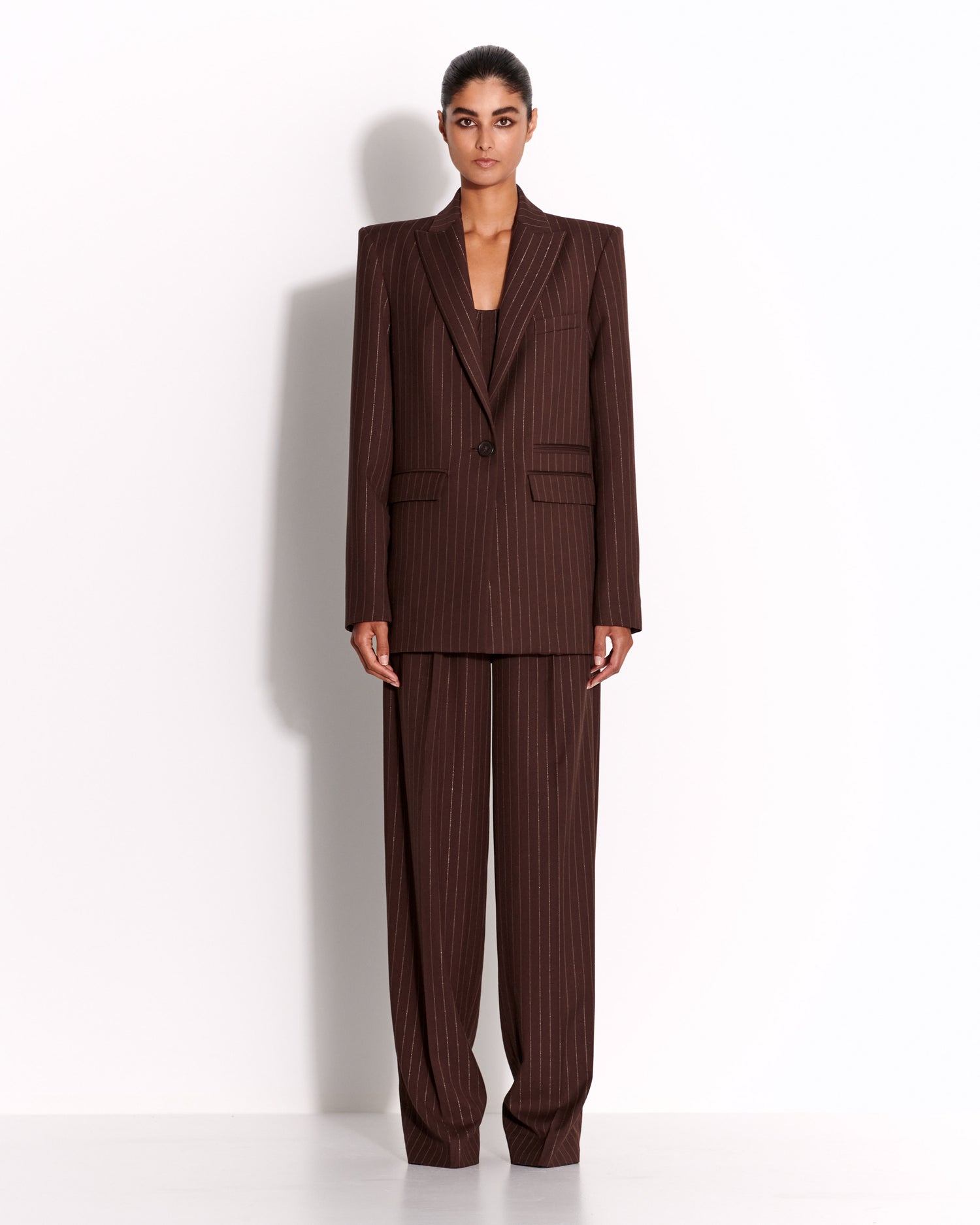 Tailored Trouser in Lurex Pinstripe