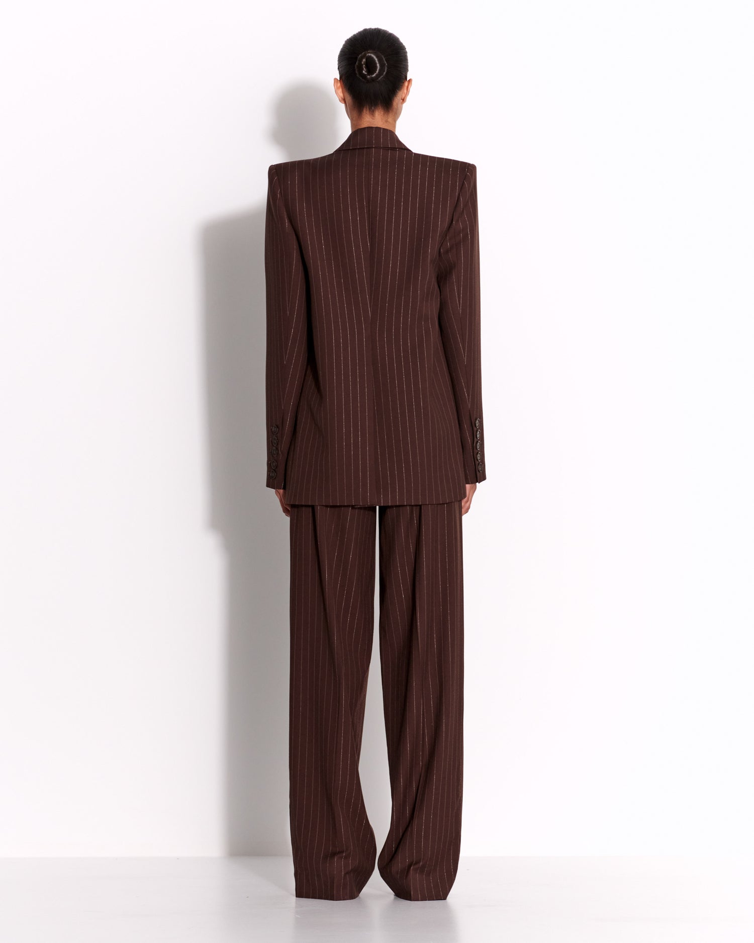 Tailored Trouser in Lurex Pinstripe