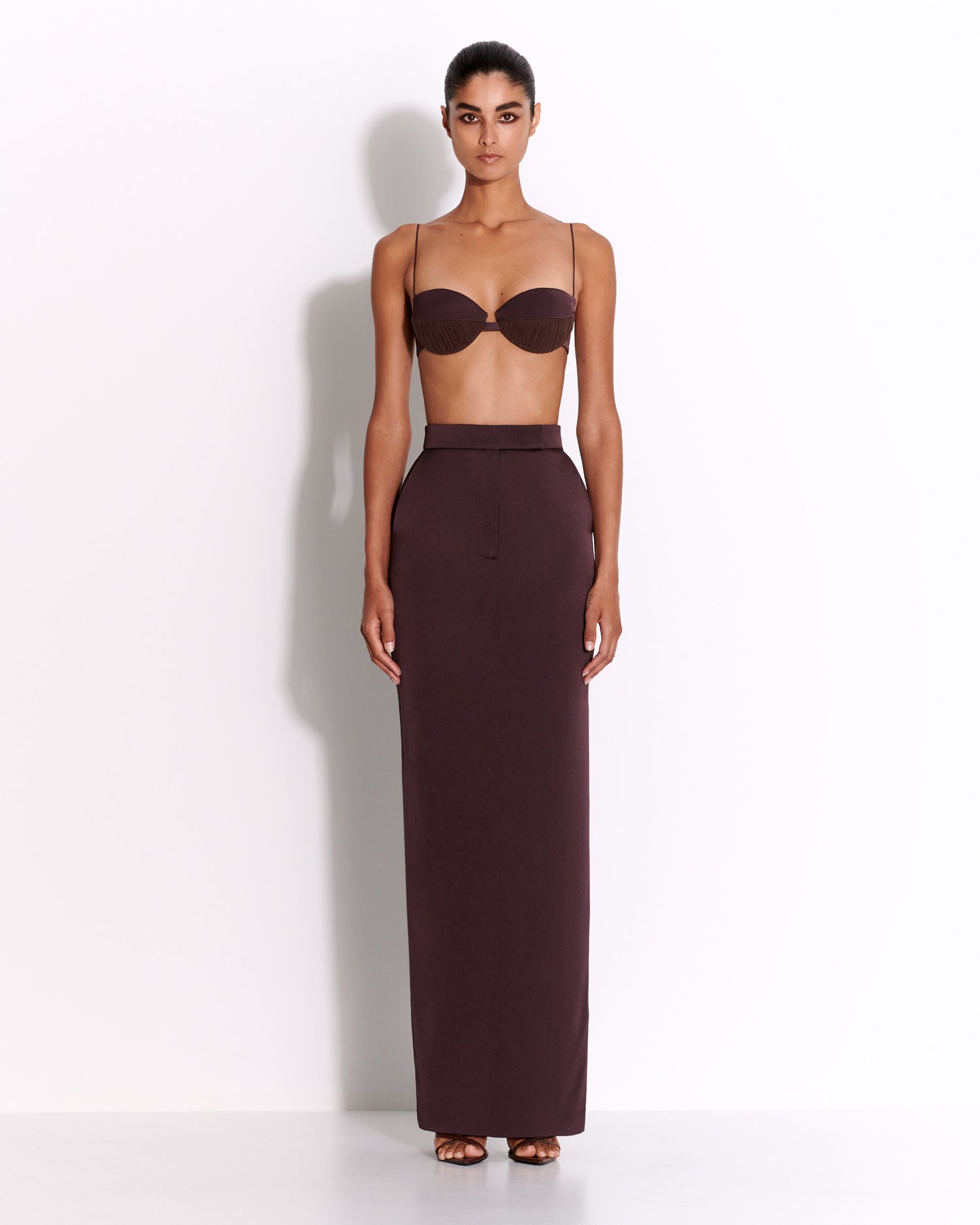 Column Skirt in Satin Crepe