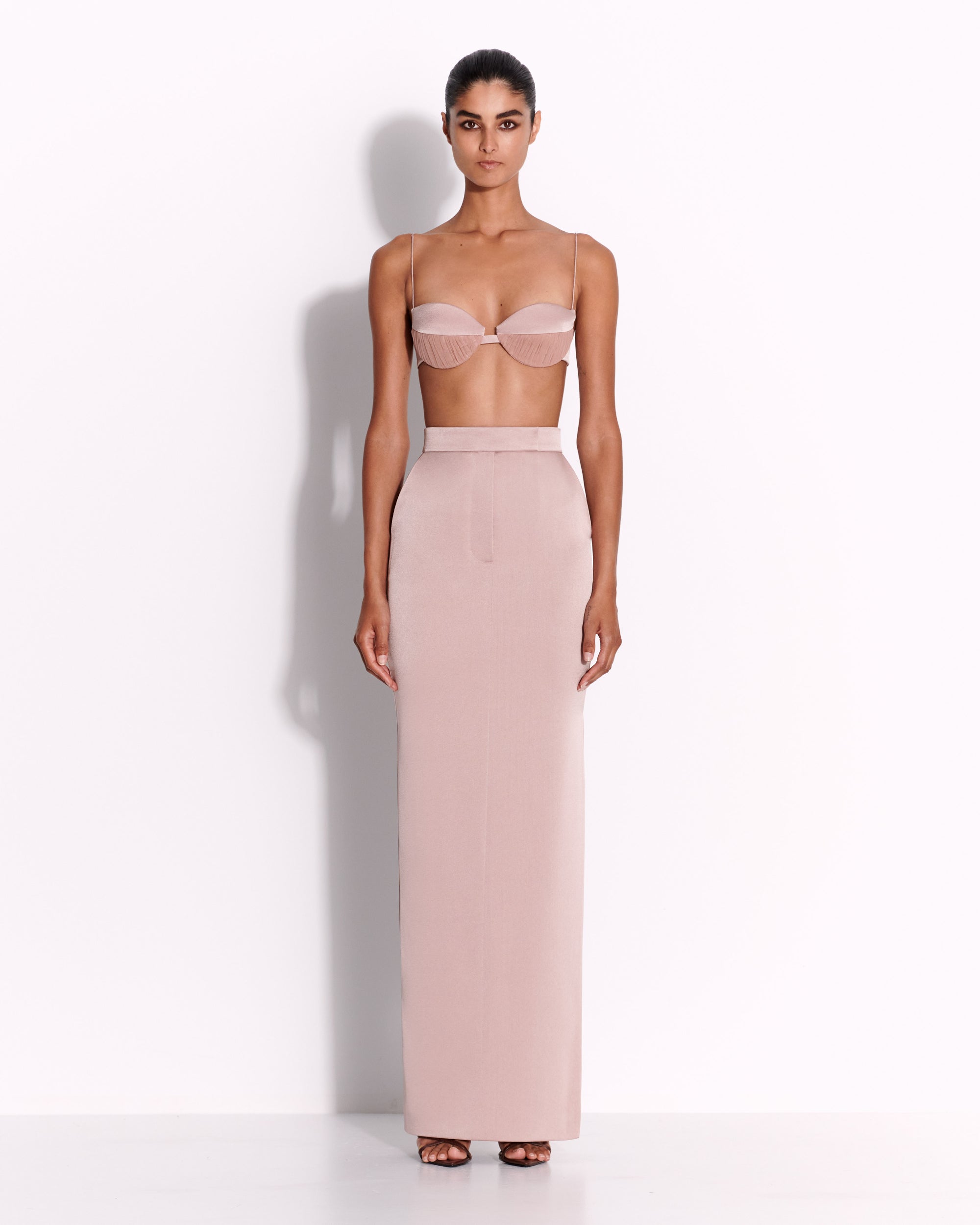 Column Skirt in Satin Crepe