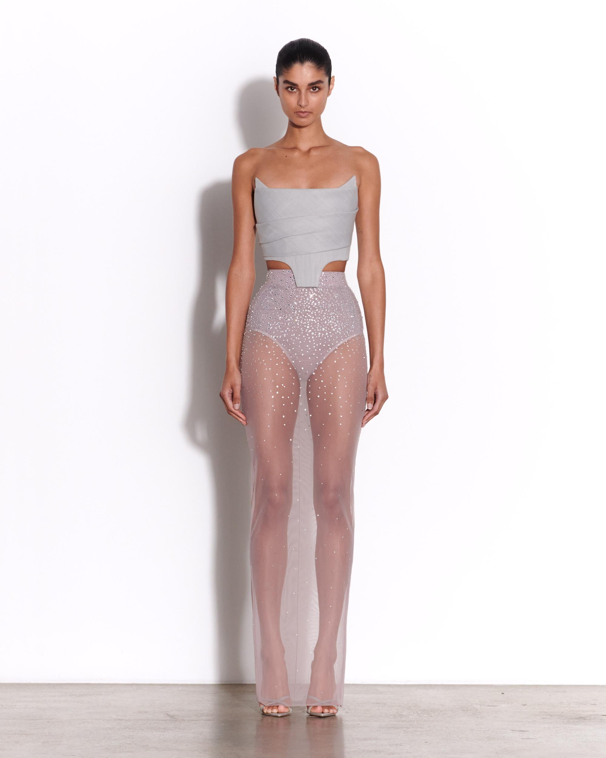 Mesh skirt crystals hotsell