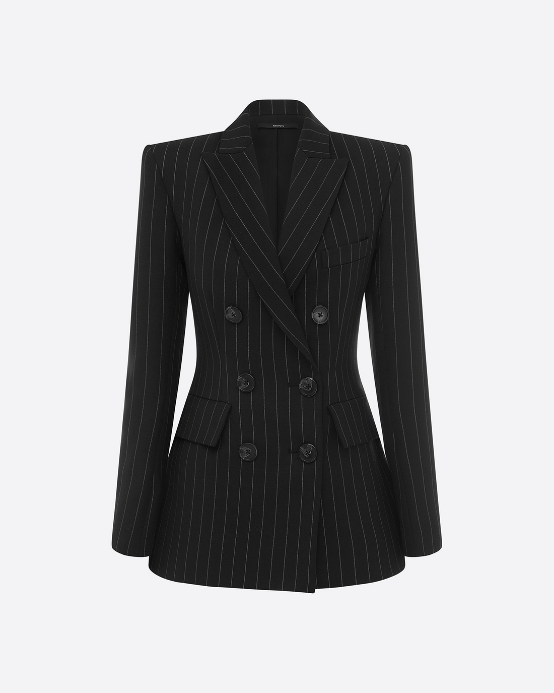 Double Breasted Fitted Blazer in Lurex Pinstripe